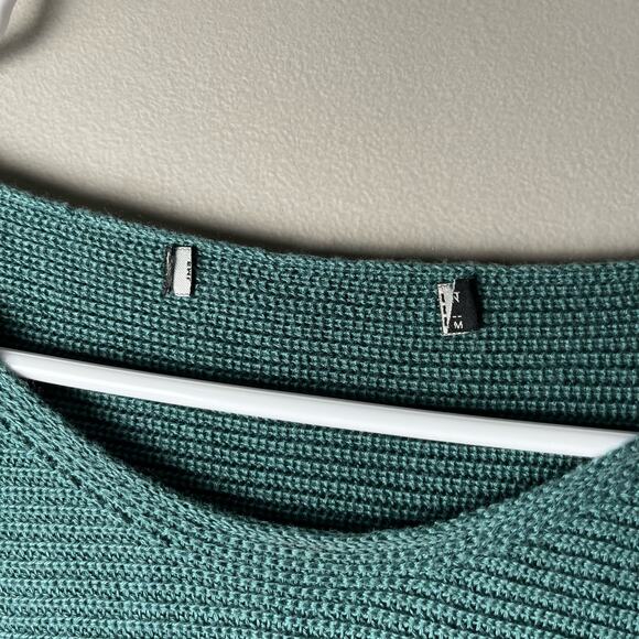 Peruvian Connection Sz Medium Boat‎ Neck Ribbed Crewneck Sweater Teal Women's - Picture 3 of 7